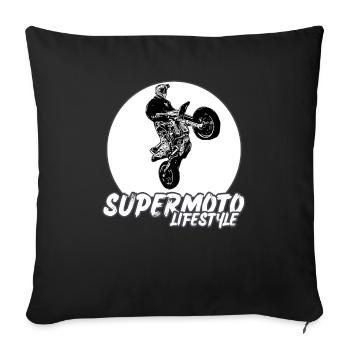 Supermotard / Supermotard / Supermotard Wheelie Bikers - Housse de coussin décorative 45 x 45 cm - noir - Devant