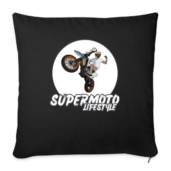 Supermotard / Supermotard / Supermotard Wheelie Bikers - Housse de coussin décorative 45 x 45 cm - noir - Devant