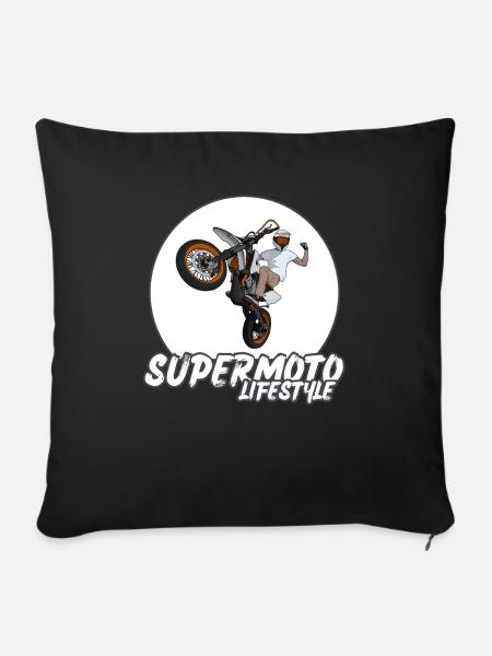Supermoto / Supermotard / Supermoto Wheelie Biker - Sofakissenbezug 45 x 45 cm - Schwarz