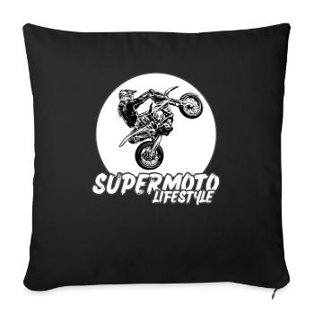Supermoto / Supermotard / Supermoto Wheelie Biker - Sofa pillowcase 17,3'' x 17,3'' (45 x 45 cm) - black - Front
