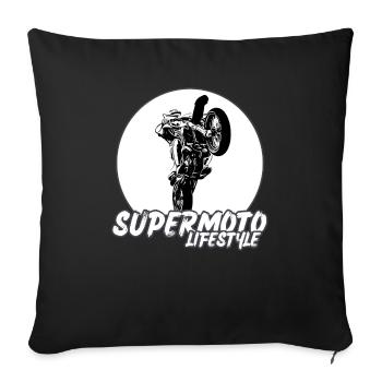 Supermoto / Supermotard / Supermoto Wheelie Biker - Sofa pillowcase 17,3'' x 17,3'' (45 x 45 cm) - black - Front