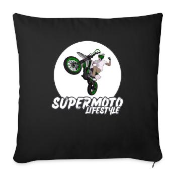 Supermoto / Supermotard / Supermoto Wheelie Biker - Sofa pillowcase 17,3'' x 17,3'' (45 x 45 cm) - black - Front