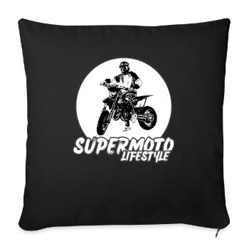 Supermoto / Supermotard / Supermoto Wheelie Biker - Sofa pillowcase 17,3'' x 17,3'' (45 x 45 cm) - black - Front