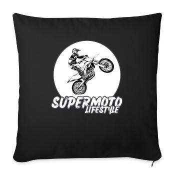 Supermoto / Supermotard / Supermoto Wheelie Biker - Sofa pillowcase 17,3'' x 17,3'' (45 x 45 cm) - black - Front
