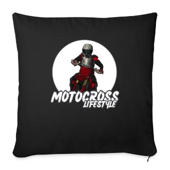 Motocross / Enduro / Freestyle mx / Dirtbike rétro - Housse de coussin décorative 45 x 45 cm - noir - Devant