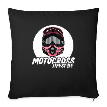 Motocross / Enduro / Freestyle mx / Dirtbike retro - Sofa pillowcase 17,3'' x 17,3'' (45 x 45 cm) - black - Front