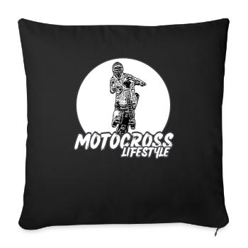 Motocross/enduro/freestyle mx/dirt bike retro - Sofa pillowcase 17,3'' x 17,3'' (45 x 45 cm) - black - Front