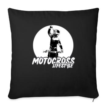 Motocross/enduro/freestyle mx/dirt bike retro - Sofa pillowcase 17,3'' x 17,3'' (45 x 45 cm) - black - Front
