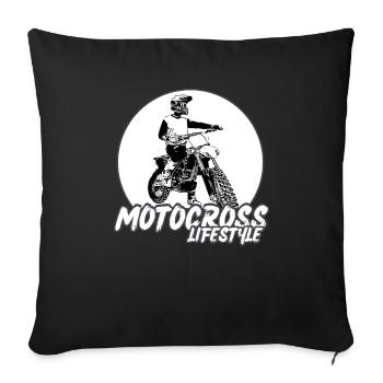 Motocross/enduro/freestyle mx/dirt bike retro - Sofa pillowcase 17,3'' x 17,3'' (45 x 45 cm) - black - Front