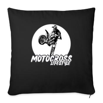 Motocross/enduro/freestyle mx/dirt bike retro - Sofa pillowcase 17,3'' x 17,3'' (45 x 45 cm) - black - Front