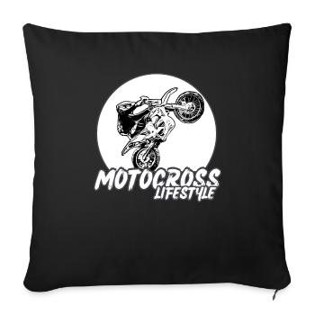 Motocross/enduro/freestyle mx/dirt bike retro - Sofa pillowcase 17,3'' x 17,3'' (45 x 45 cm) - black - Front