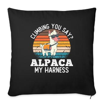 Climbing You Say Alpaca My Harness T-Shirt, Funny - Sofa pillowcase 17,3'' x 17,3'' (45 x 45 cm) - black - Front