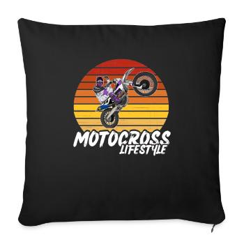 Motocross / Enduro / Freestyle mx / Dirtbike retro - Sofa pillowcase 17,3'' x 17,3'' (45 x 45 cm) - black - Front
