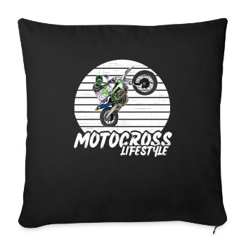 Motocross / Enduro / Freestyle mx / Dirtbike retro - Sofa pillowcase 17,3'' x 17,3'' (45 x 45 cm) - black - Front