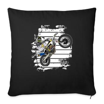 Motocross / Enduro / Freestyle mx / Dirtbike rétro - Housse de coussin décorative 45 x 45 cm - noir - Devant