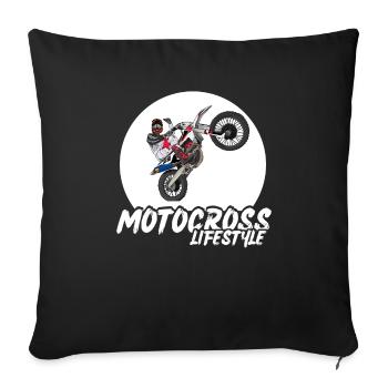 Motocross / Enduro / Freestyle mx / Dirtbike retro - Sofa pillowcase 17,3'' x 17,3'' (45 x 45 cm) - black - Front