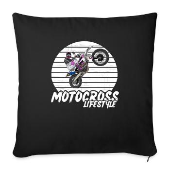 Motocross / Enduro / Freestyle mx / Dirtbike retro - Sofa pillowcase 17,3'' x 17,3'' (45 x 45 cm) - black - Front