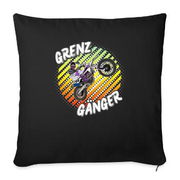 Motocross / Enduro / Freestyle mx / Dirtbike retro - Sofakissenbezug 45 x 45 cm - Schwarz - Vorne
