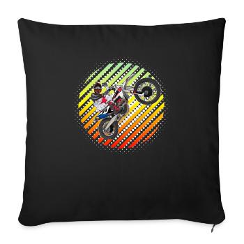 Motocross / Enduro / Freestyle mx / Dirtbike retro - Sofa pillowcase 17,3'' x 17,3'' (45 x 45 cm) - black - Front