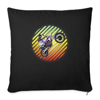 Motocross / Enduro / Freestyle mx / Dirtbike retro - Sofakissenbezug 45 x 45 cm - Schwarz - Vorne