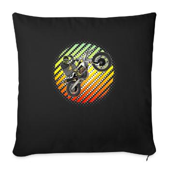 Motocross / Enduro / Freestyle mx / Dirtbike retro - Sofa pillowcase 17,3'' x 17,3'' (45 x 45 cm) - black - Front