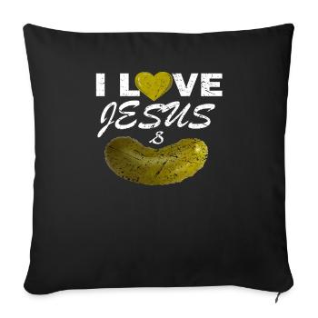J’aime les cornichons de Jésus Citation Cœur Cadeau Concombre - Housse de coussin décorative 45 x 45 cm - noir - Devant