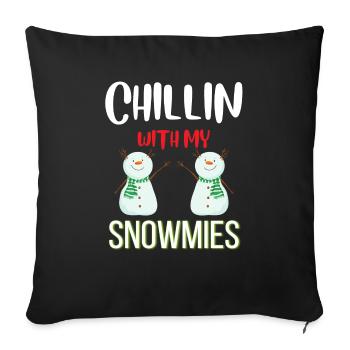 Schneemann chillin with my Snowmies - Sofakissenbezug 45 x 45 cm - Schwarz - Vorne