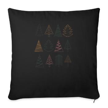 Les arbres de Noël célèbrent le jour de l’An - Housse de coussin décorative 45 x 45 cm - noir - Devant