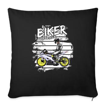 Motorcycle Lifestyle / Motorcycle / Motorcycle biker - Sofa pillowcase 17,3'' x 17,3'' (45 x 45 cm) - black - Front