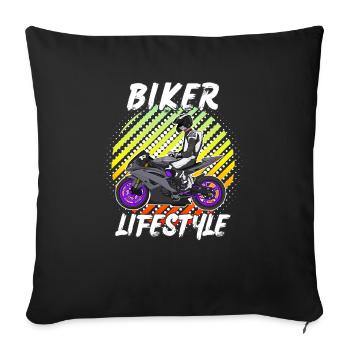 Motorcycle Lifestyle / Motorcycle / Motorcycle biker - Sofa pillowcase 17,3'' x 17,3'' (45 x 45 cm) - black - Front