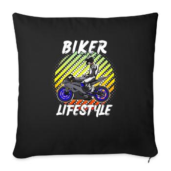 Moto Lifestyle / Moto / Motos motard - Housse de coussin décorative 45 x 45 cm - noir - Devant