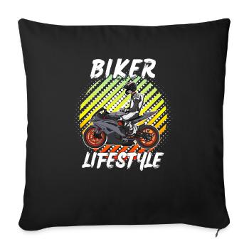 Motorcycle Lifestyle / Motorcycle / Motorcycle biker - Sofa pillowcase 17,3'' x 17,3'' (45 x 45 cm) - black - Front
