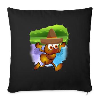 Brown ant with charro and captus - Sofa pillowcase 17,3'' x 17,3'' (45 x 45 cm) - black - Front