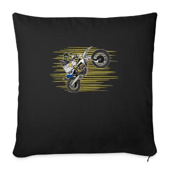 Motocross / Enduro / Freestyle mx / Dirtbike retro - Sofa pillowcase 17,3'' x 17,3'' (45 x 45 cm) - black - Front