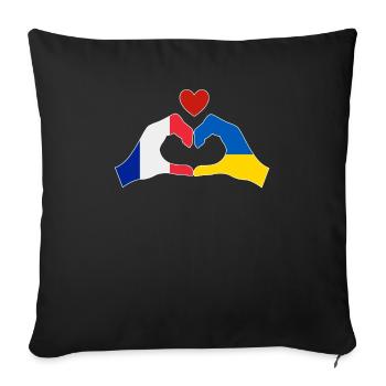 France supports Ukraine Love Heart - Sofa pillowcase 17,3'' x 17,3'' (45 x 45 cm) - black - Front