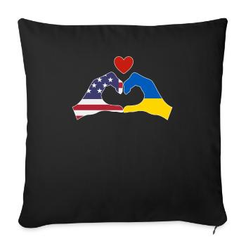 America Supports Ukraine Love Heart - Sofa pillowcase 17,3'' x 17,3'' (45 x 45 cm) - black - Front