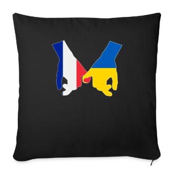 France supports Ukraine Love Heart - Sofa pillowcase 17,3'' x 17,3'' (45 x 45 cm) - black - Front