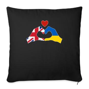 UK supports Ukraine Love Heart - Sofa pillowcase 17,3'' x 17,3'' (45 x 45 cm) - black - Front