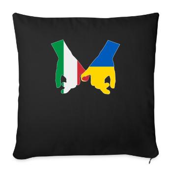 Italy supports Ukraine Love Heart - Sofa pillowcase 17,3'' x 17,3'' (45 x 45 cm) - black - Front