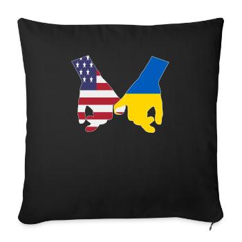 UK supports Ukraine Love Heart - Sofa pillowcase 17,3'' x 17,3'' (45 x 45 cm) - black - Front