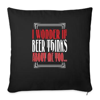 Je me demande si la bière pense aussi à moi - Housse de coussin décorative 45 x 45 cm - noir - Devant