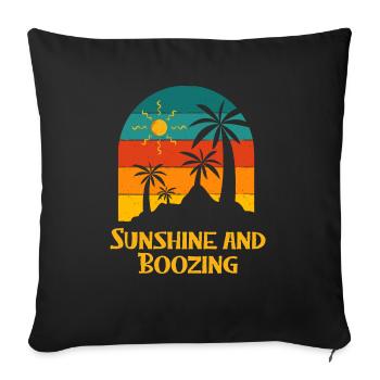 Sunshine and Boozing Beach Summer Ocean Tropical - Sofa pillowcase 17,3'' x 17,3'' (45 x 45 cm) - black - Front