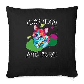 Ich Liebe Mathematik Und Corgi Fluffy Dog Breed - Sofakissenbezug 45 x 45 cm - Schwarz - Vorne