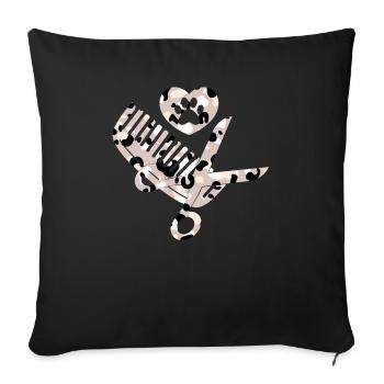 Ciseaux Peigne Chien Coiffeur Profession Léopard - Housse de coussin décorative 45 x 45 cm - noir - Devant