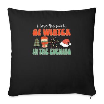 J’adore l’odeur de l’hiver le soir de - Housse de coussin décorative 45 x 45 cm - noir - Devant