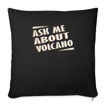 Demandez-moi un cadeau avec volcan - Housse de coussin décorative 45 x 45 cm - noir - Devant