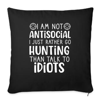 I just rather go hunting deer season hunting men - Housse de coussin décorative 45 x 45 cm - noir - Devant