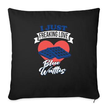 J’adore les gaufres bleues, les biscuits, les pâtisseries - Housse de coussin décorative 45 x 45 cm - noir - Devant