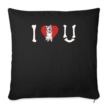 Ich Liebe Huskies Bones Herz Welpen Haustier Zitat - Sofakissenbezug 45 x 45 cm - Schwarz - Vorne