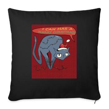 I can have a happy Christmas cat garland - Sofa pillowcase 17,3'' x 17,3'' (45 x 45 cm) - black - Front
